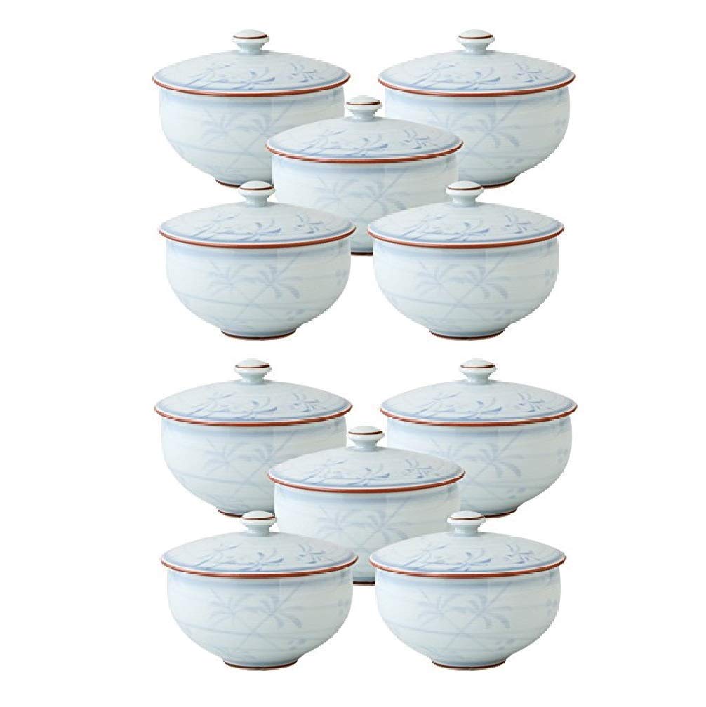 10個セット 蓋付千茶（有田焼） 有田焼内外草花蓋付汲出 [9.5 x 8cm] 【料亭 旅館 和食器 飲食店 業務用 器 食器】