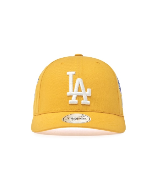 【MLB】 SIGNATURE ALL OVER PATCH STRUCTURED BALL CAP LA MUSTARD キャップ 正規品