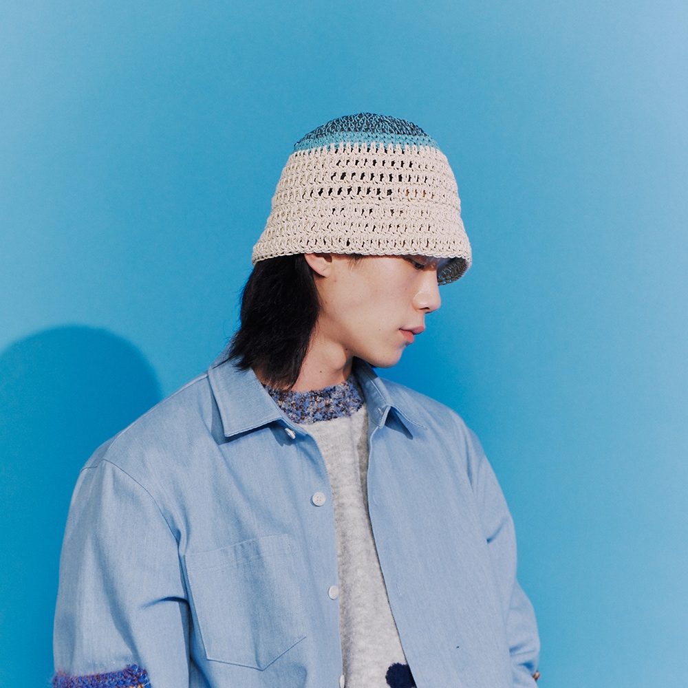 MISU A BARBE】 NEW FLOWERING BUCKET SUMMER WHITE LARGE 帽子