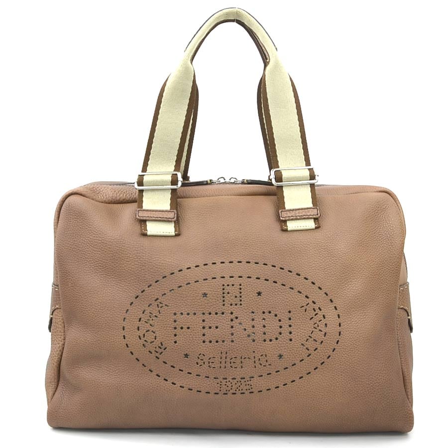 フェンディ FENDI ハンドバッグ セレリア レザー/キャンバス ブラウン シルバー ユニセックス 2372-8BL094 e61133a