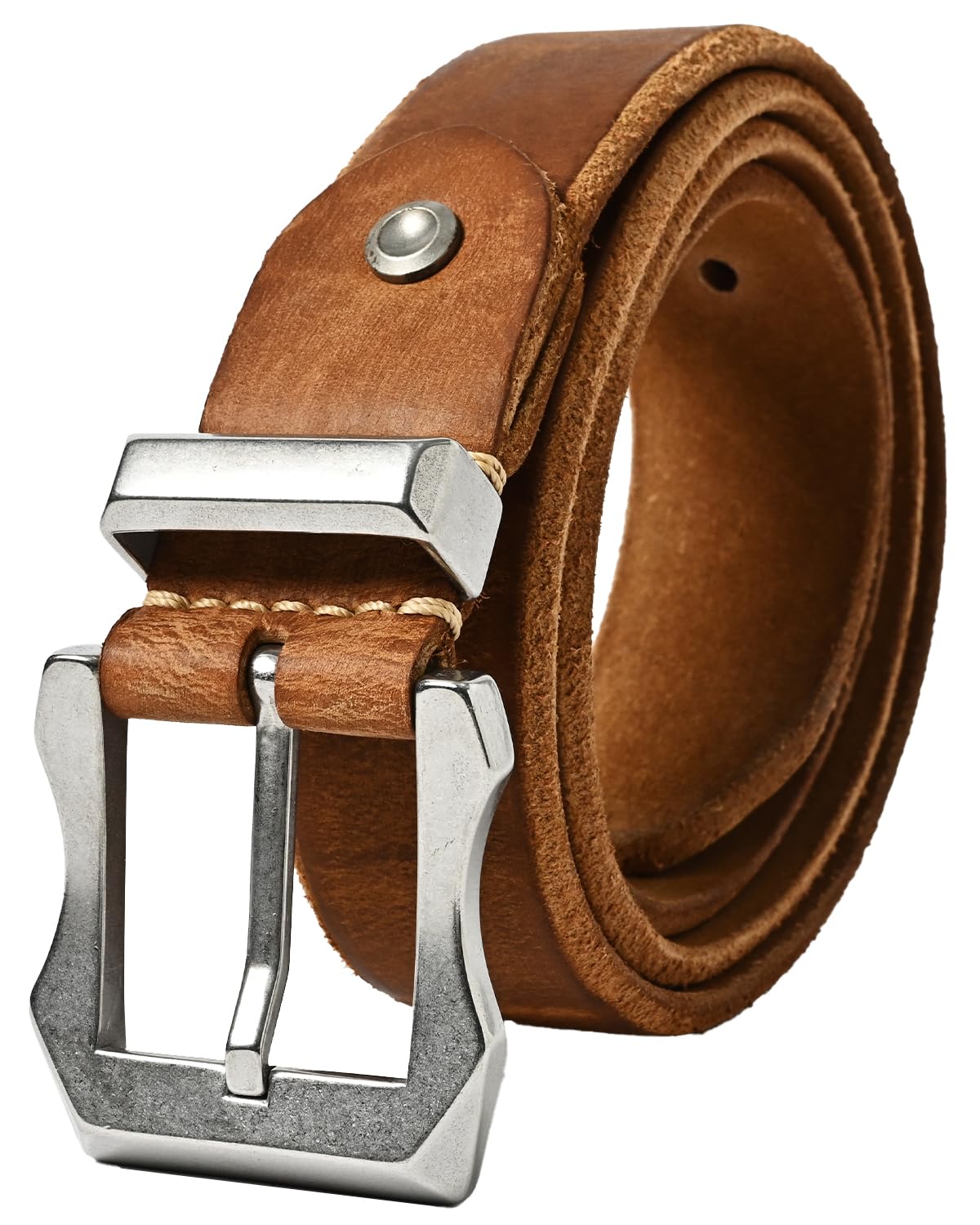 [ENTRAMBI] 本革 極厚 ベルト 牛革 オイルレザー 牛革ベルト ヌメ革 皮 カジュアル ビジネス バックル ごつめ 経年変化 バイカー メンズ レディース プレゼント