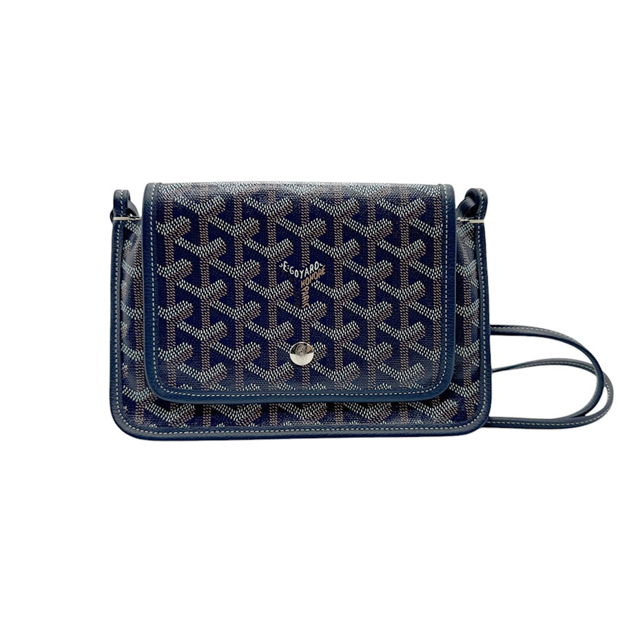 ゴヤール GOYARD 斜め掛けショルダーバッグ ポシェット PVC/レザー ネイビー/ブラウン/ホワイト ユニセックス n0489