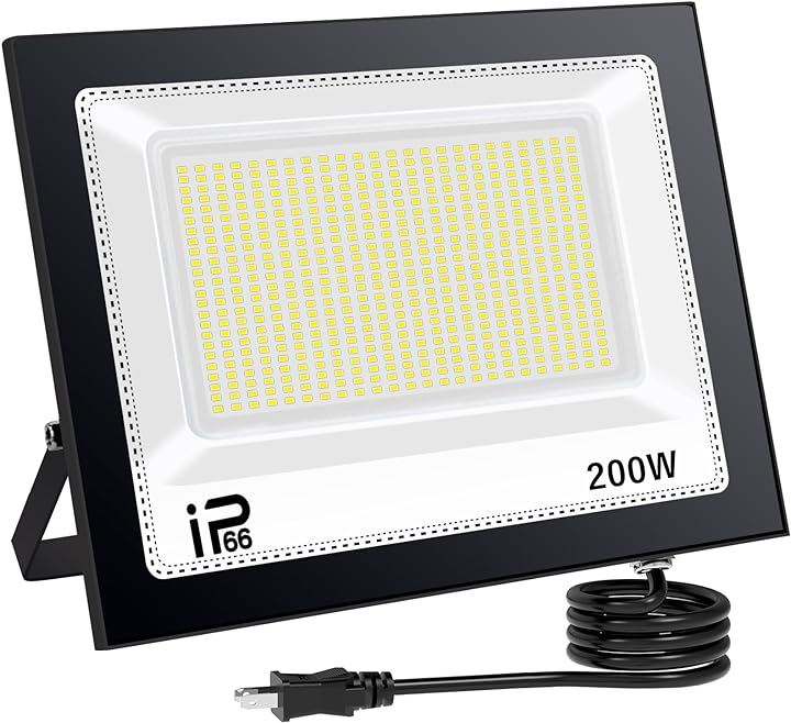 投光器 led 屋外 灯光器 作業灯 外灯 工事用ライト ledライト 屋外用 屋内 野外 200w 1セット( 黒い, 200W 1セット)