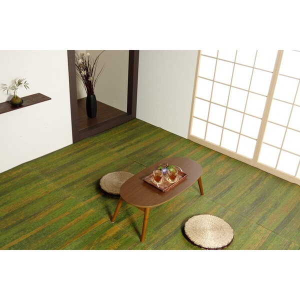 1080740120502 純国産 い草花ござカーペット 『カイン』グリーン 江戸間4.5畳 メーカー直送