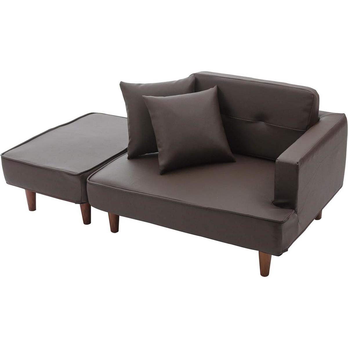 【I】セルタン CELLUTANE カウチソファ NAP 2人掛け 脚置き付 PVC レザー PVC ブラウン A969p-595BR コンパクト ソファ【受注生産品】グ 水ダイユーエイト