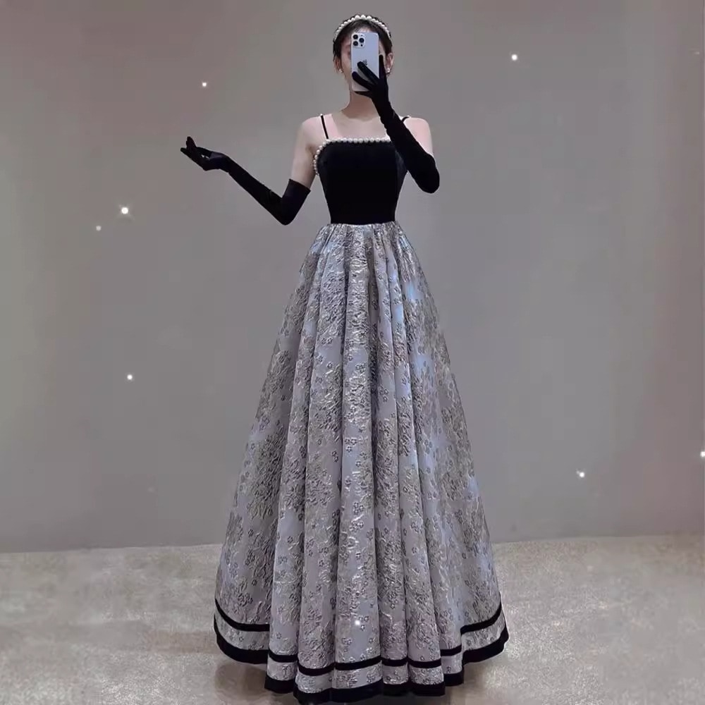 フレンチ ヘップバーン イブニングドレス 司会者 レトロ 高級感 婚約