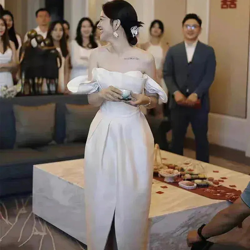 【激安挑戦/厳選品質】白 パーティードレス 前撮り ウェディング 演奏会 ウェディングドレス 成人式 結婚式 花嫁 二次会 56 ロングドレス ワンピース お呼ばれ サイズオーダーメイド可能