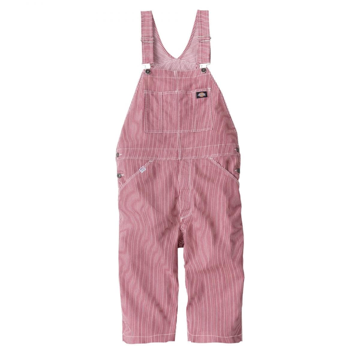 Dickies ディッキーズ ストレッチヒッコリー オーバーオール ショート丈 レッド L D-7103 つなぎ 接触冷感 夏 春 コーコス信岡