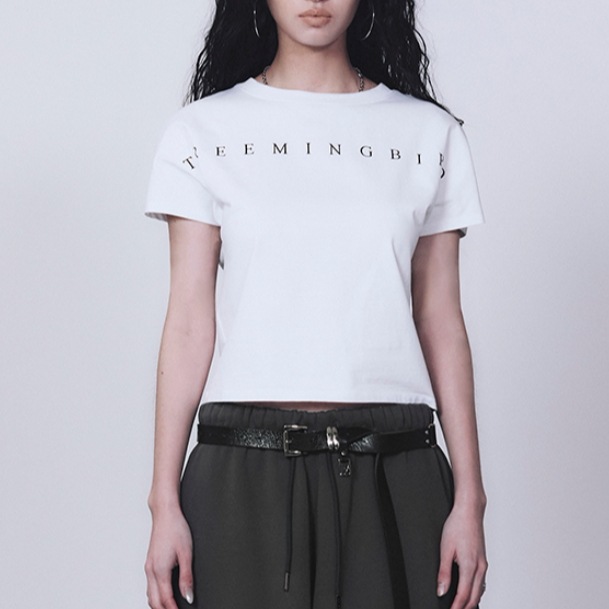 韓国アイドル愛用ブランド【ツリーミングバード】Horizon Logo Crop T-Shirts ホライズン ロゴ Tシャツ