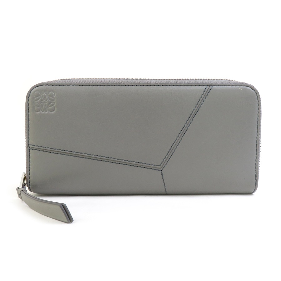 ロエベ LOEWE ラウンドファスナー長財布 パズル レザー グレー ユニセックス r10660a