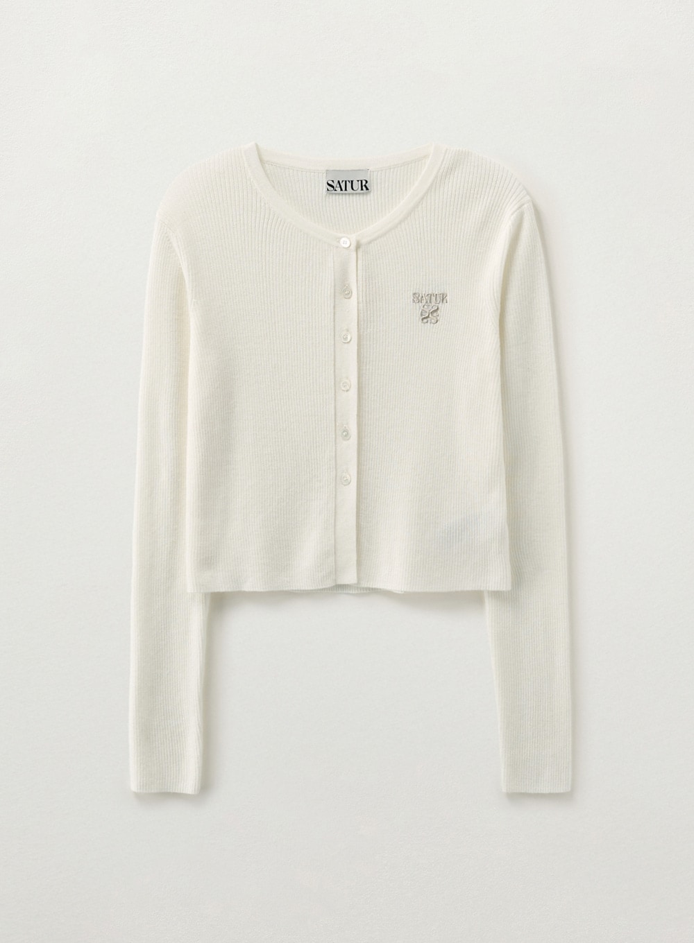 【SATUR】 (W) PLAIN LONG SLEEVE CARDIGAN : CREAM