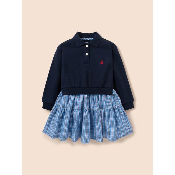 [BEANPOLE KIDS] クラシックチェックミックスワンピース ネイビー (BI6171G90R)