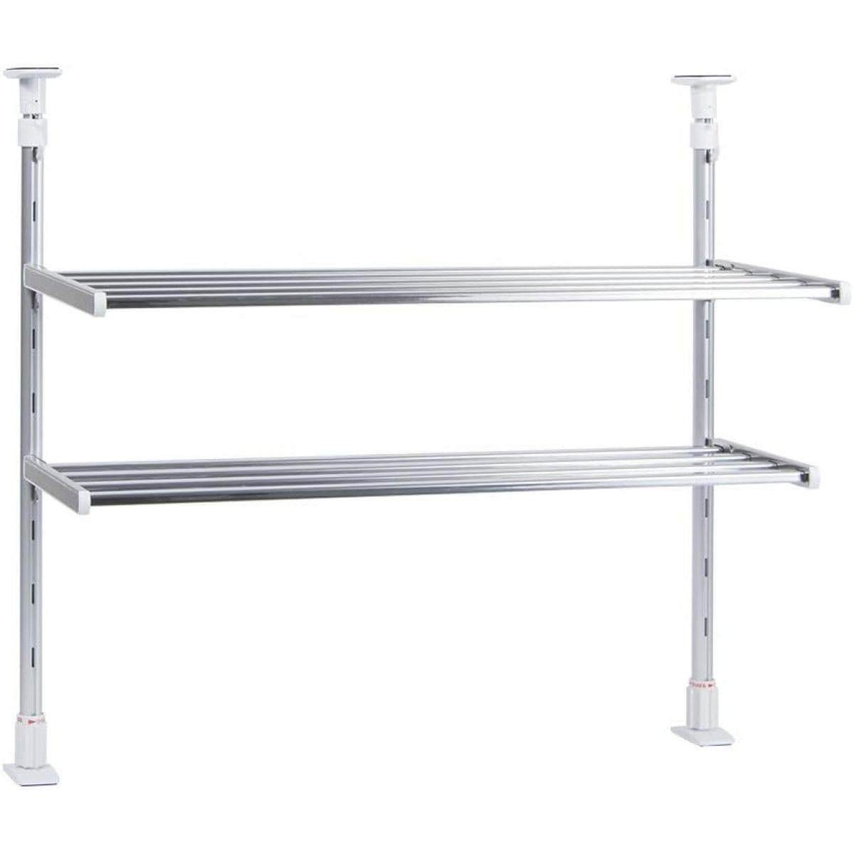 TAKUBO つっぱり棚 ステンレス TP2-60　幅61cm 奥行25cm 高さ5590cm 水切り棚 2段 シルバー ワンタッチ キッチン収納 台所