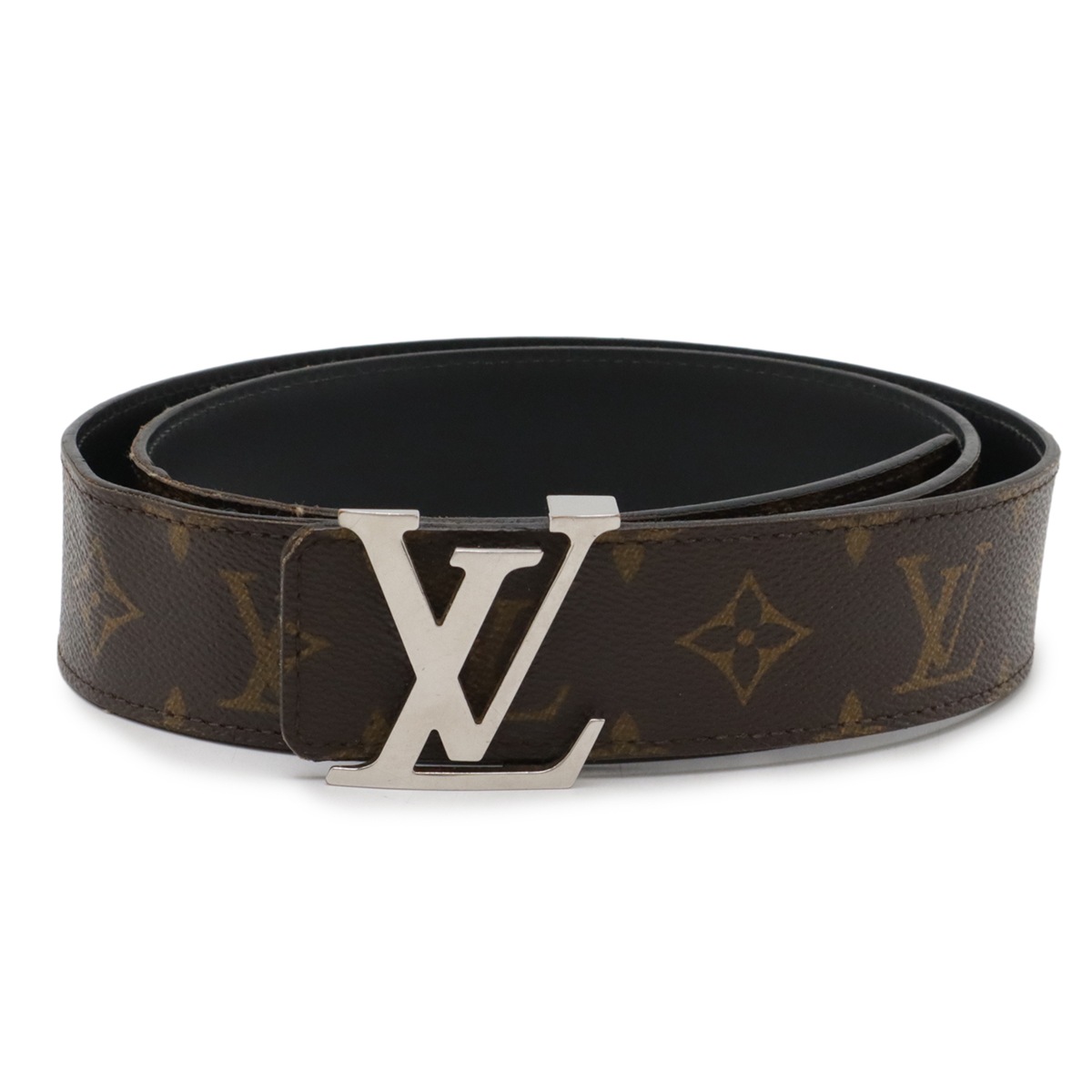 モノグラム サンチュール LV イニシアル ベルト リバーシブル #95 95/38 シルバー金具 M9821