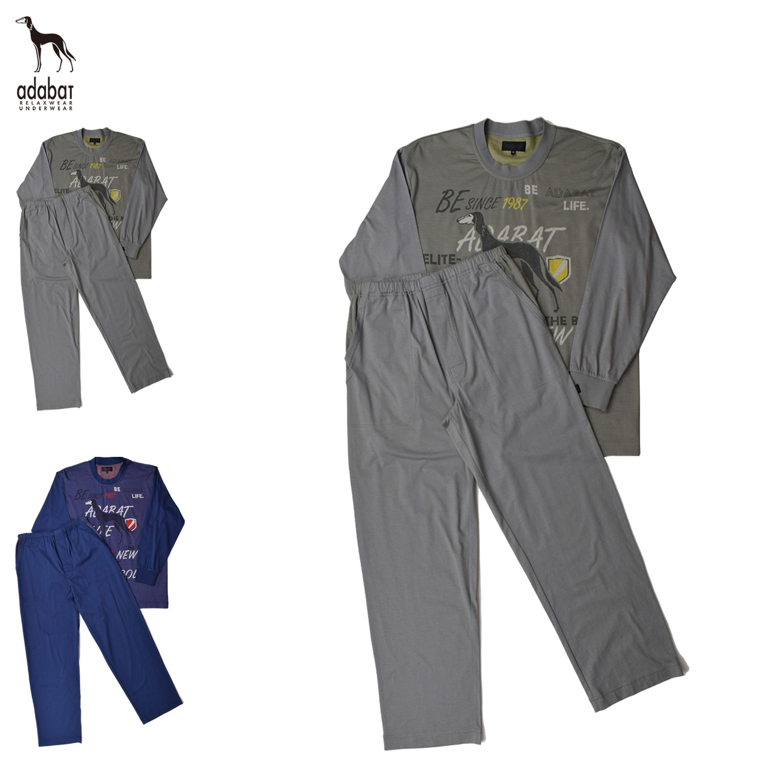 ルームウェア 部屋着 パジャマ セットアップ ナイトウェア メンズ 前開き 上着 チャコール ネイビー 0227-95