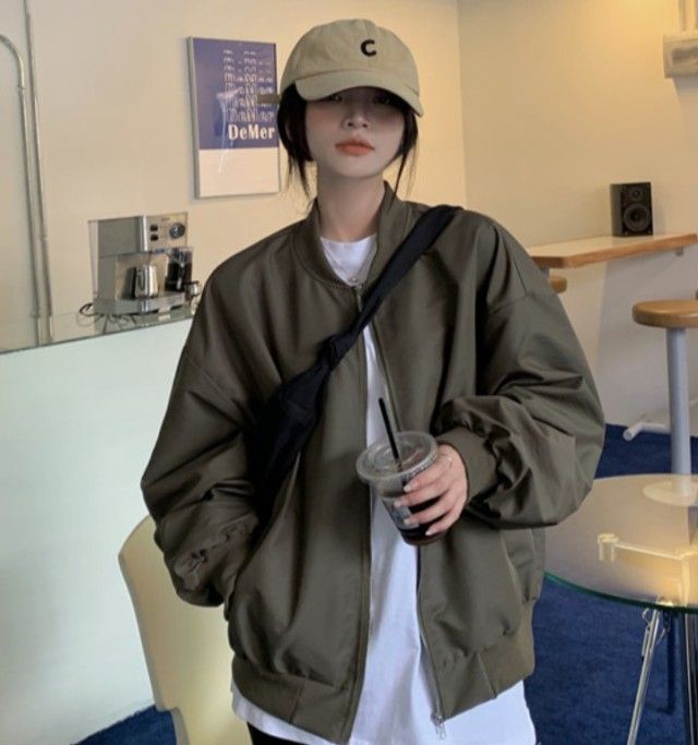 アウター レディース ジャケット ジャンパー ブルゾン 秋 秋冬 春秋 オーバーサイズ ビッグシルエット 黒 ゆったり カジュアル シンプル バレンタイン プレゼント