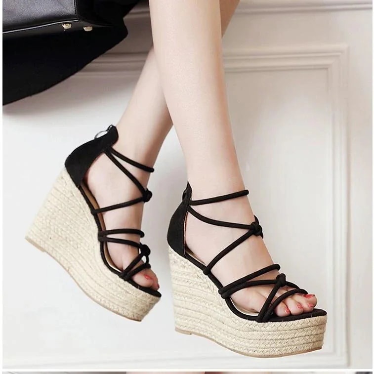 美脚サンダル 春コーデ ウェッジソール 春 サンダル 厚底ウェッジ シューズ ジュート サンダル アンクルストラップ 厚底 靴ジュート巻き厚底サンダル レディース 夏サンダル 新作 5,779円