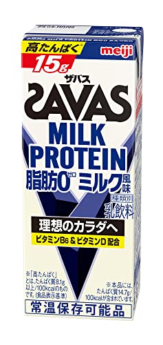 SAVAS(ザバス) MILK PROTEIN 脂肪0 ミルク風味 200ml×24本 [甘味料不使用] 明治 ミルクプロテイン