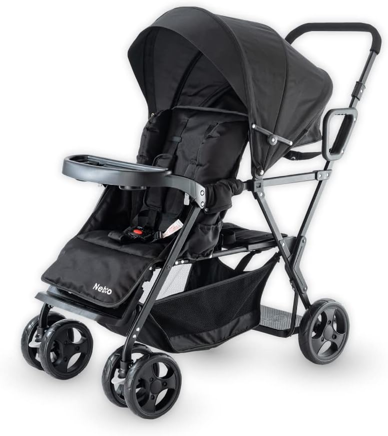 【2人乗りサイズでもコンパクト！】二人乗り 2人乗り ベビーカー 軽量 折りたたみ ドリンクホルダー 大型幌 小回り 2歳半 3歳 4歳 双子 兄弟 姉妹 アミティエF ネビオ Nebio