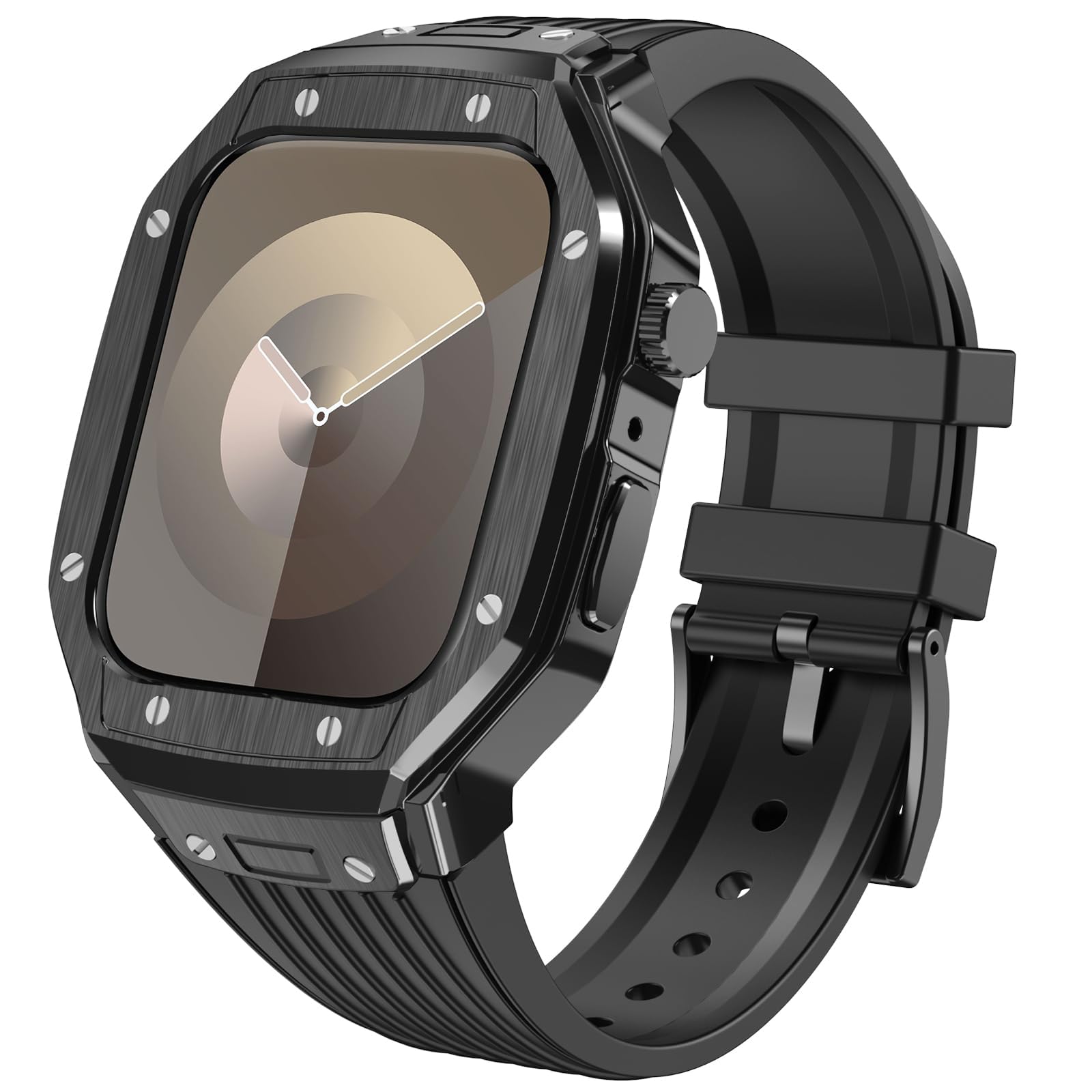 [YOFITAR] for Apple Watch バンドとケースと背面ケースの3in1一体型デザイン 45mm/44mm apple watch 一体型バンド Apple Watch Series