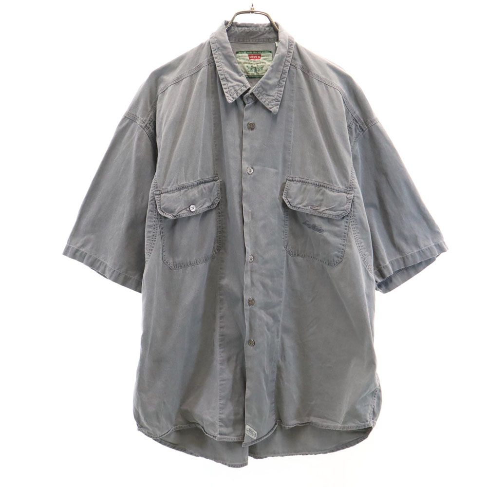 90s オールド 半袖 ワークシャツ XL グレー メンズ