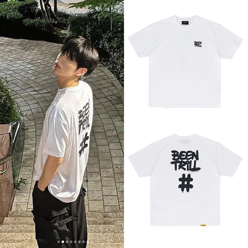 [韓國正品][TXT スビン着用］ hashtag overfit short sleeve T-shirt(ホワイト/ブラック)