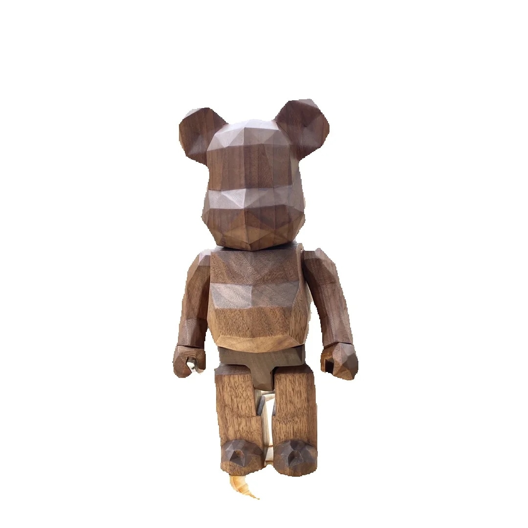 ベアブリック 400% フラグメント ナチュラル ウォルナット ライトニング ダイヤモンド ベア 高さ28cm コレクション ギフト 装飾品 デスクトップ ドール