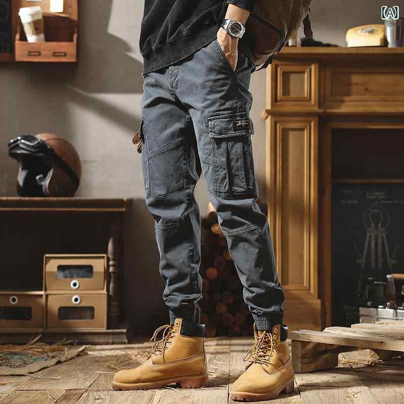 メンズ ファッション オシャレ 男性用 シンプル 大人 かっこいい カジュアル ストリート ヒップホップ HipHop アメカジ レトロ マルチ スリムフィット パンツ
