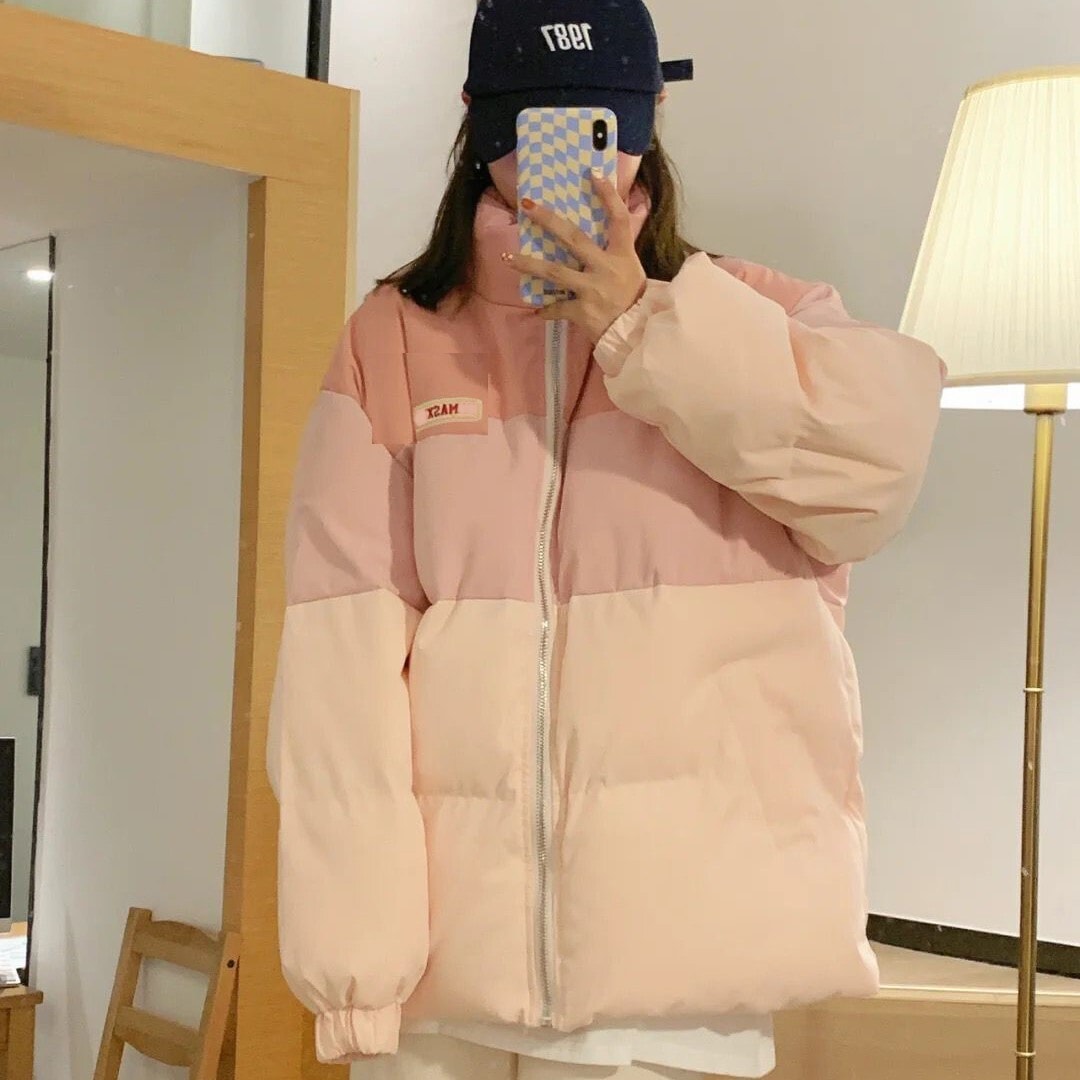 ジャケット ブルゾン ジャケット シャンパー 上着 ピンク ショート丈 長袖 リブ袖 ハイネック