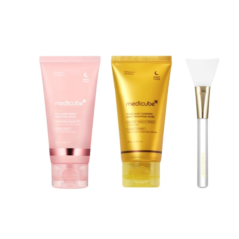 [セット]コラーゲンナイトラッピングマスク75ml+コジックアシッド ターメリック ナイトラッピングマスク75ml+ジェリーブラシ/KOJIC ACID TURMERIC NIGHT WRAPPING