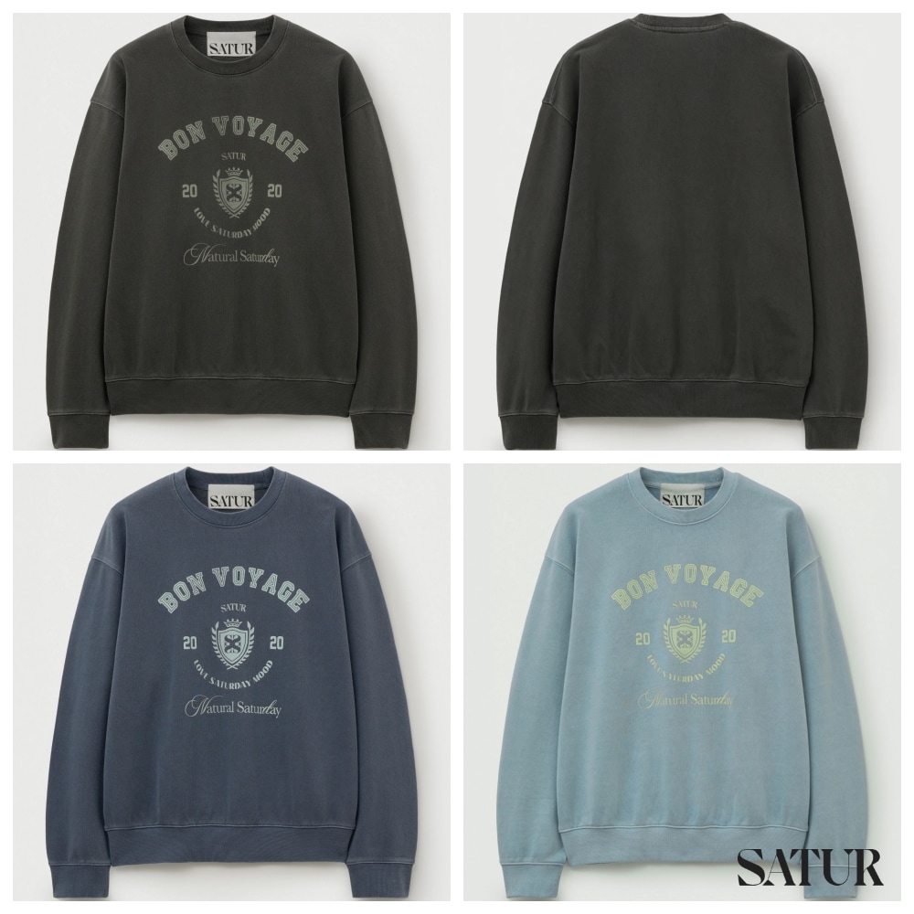 BON VOYAGE DYED SWEAT ロゴ 長袖 ラウンドネック トレーナー