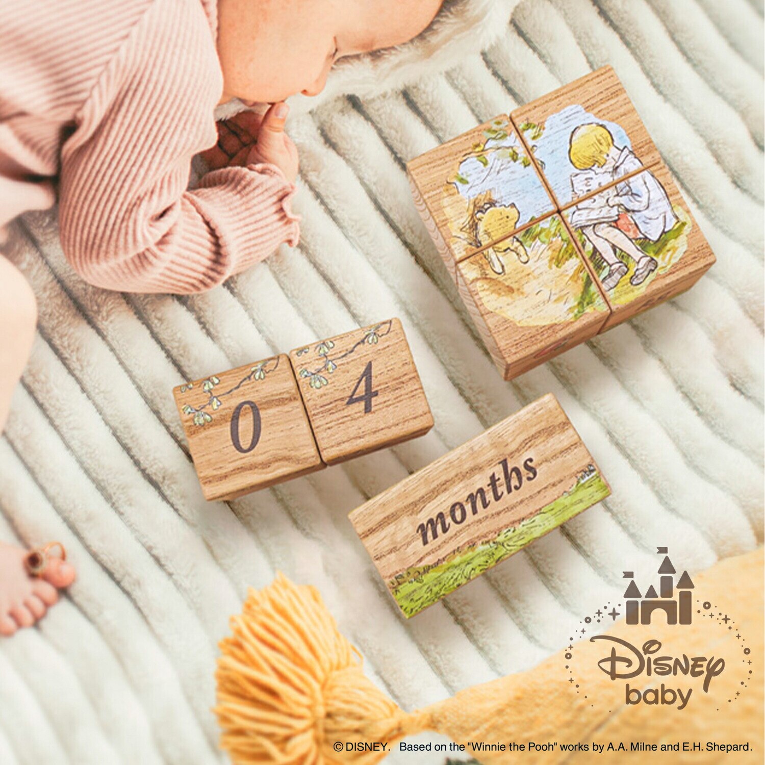 『マイルストーンブロック/クラシックプー』 Disney プーさん グッズ 【 ベビー メモリアル 10ピース ギフトボックス付き 記念 積み木 月齢ブロック マイルストーン エイジブロックス キュ