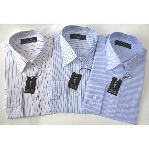 メンズビジネスストライプ ワイシャツ 長袖 LLサイズ [ 3点お得セット ]
