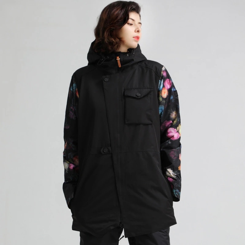 スノーボードウェア ジャケット 単品 レディース フード付き 切り替え 花柄 スノーウェア スキーウェア スノボ おしゃれ 防風防水防雪防寒保温通気 耐摩擦 韓国 Snowboardwear 12,032円