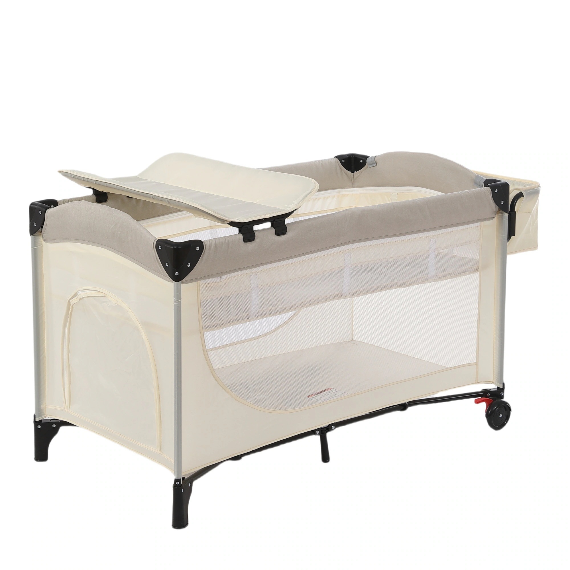 【安心保証】ベビーベッド 折りたたみ ベビーサークル おむつ替えテーブル付 お昼寝 収納 プレイヤード マットレス付 キャスター付き 多機能 軽量 出産祝い