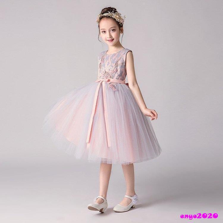 新品キャンペーン子供ドレス フォーマルピアノ発表会 結婚式ドレス キッズ 子どもドレス ジュニアドレス 女の子 二次会刺繍柄 花嫁 ワンピース 上品 お姫様 ドレス 子供服