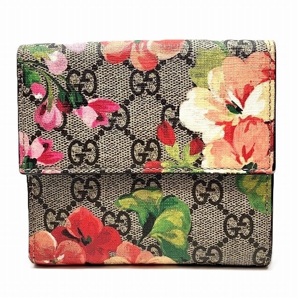 グッチ GGブルームス 410071 フレンチフラップ 2つ折り財布 レディース 【中古】