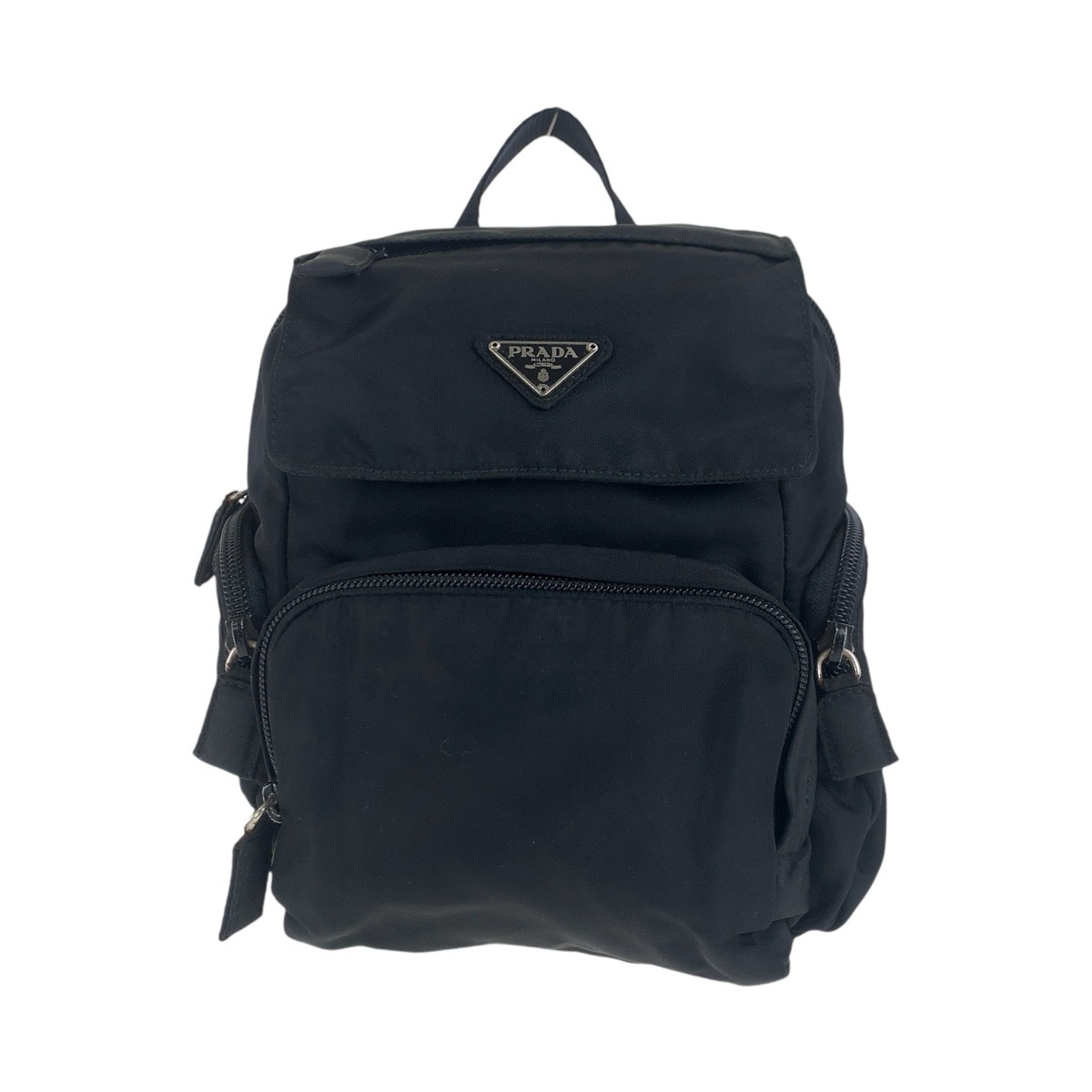 美品 テスート 三角ロゴプレート ブラック 黒 シルバー金具 ナイロン リュック・デイパック バックパック レディース 502383