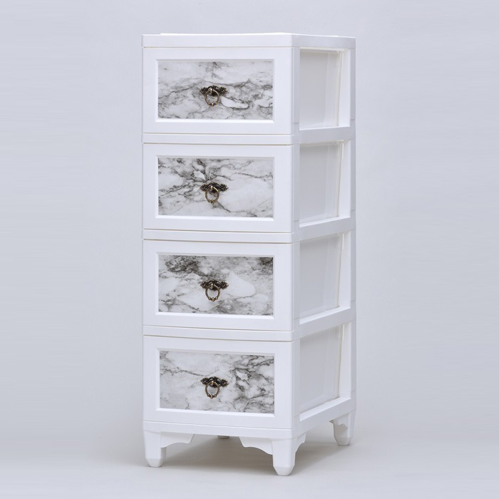 カドリープレミアム 4段 マーブル CDL-04W-MB ホワイト チェスト