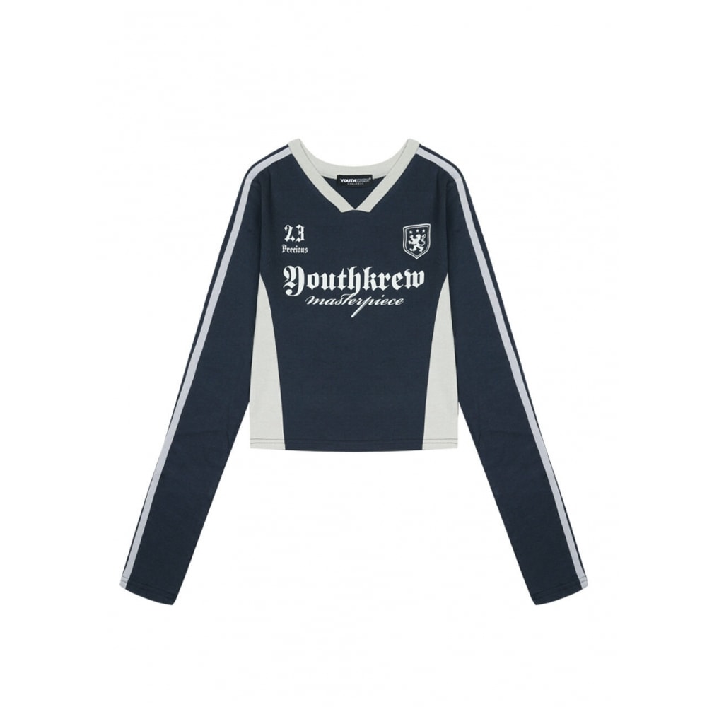youthkrew YK レキシークロップロングスリーブネイビー
