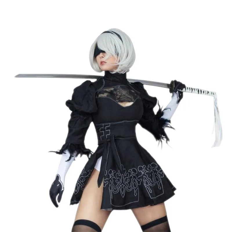 Nier 女性のためのコスプレスーツ アニメの衣装 変装 ファンタジー ハロウィーン パーティー 黒