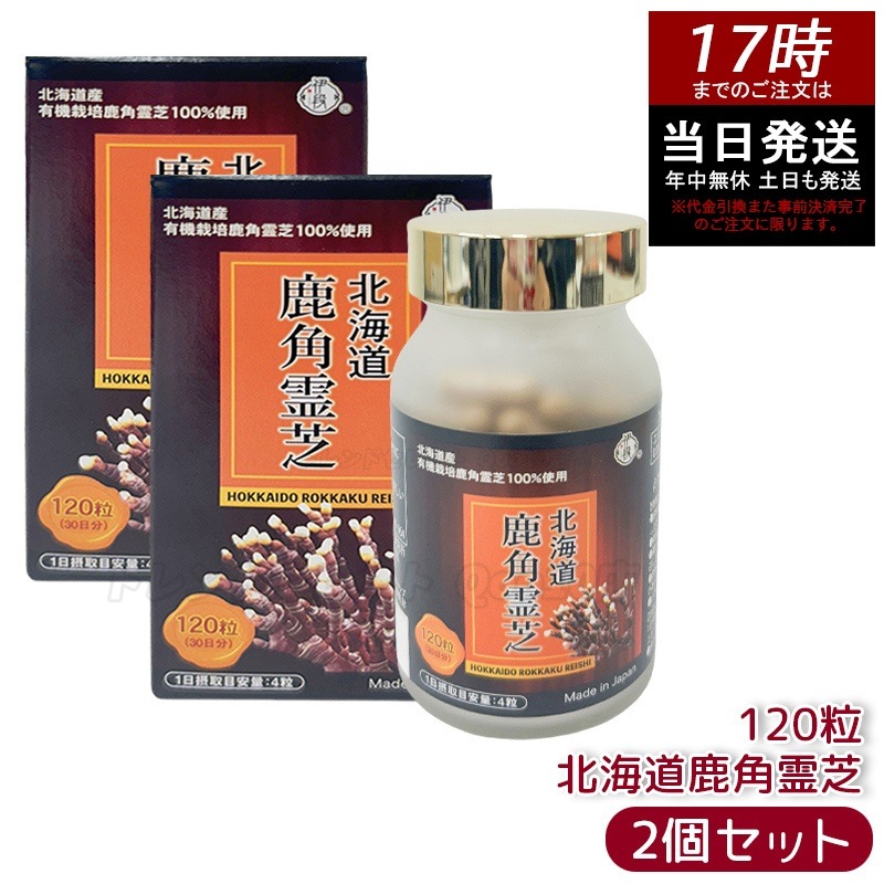 【お得2個セット】伊段 北海道鹿角霊芝 120粒