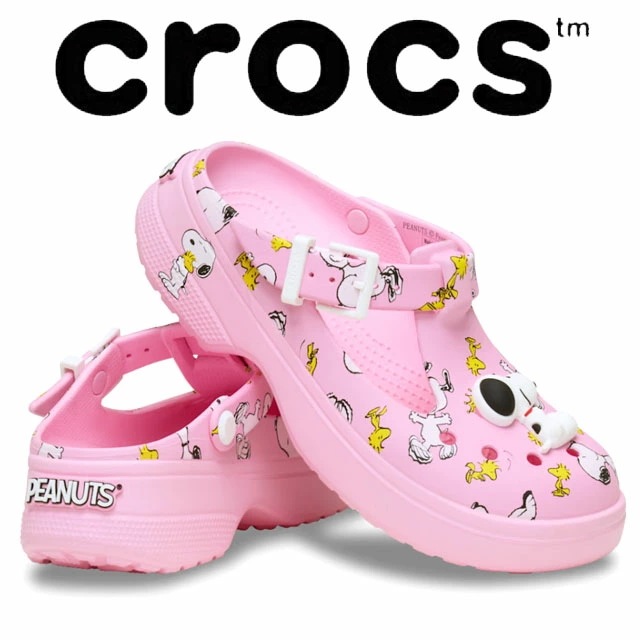 クロックス レディース 厚底 クロッグサンダル スヌーピー ピーナッツ メリー ジェーン クロッグ ウッドストック サボサンダル カジュアルシューズ チャンキーソール 211130 90H マルチカラ