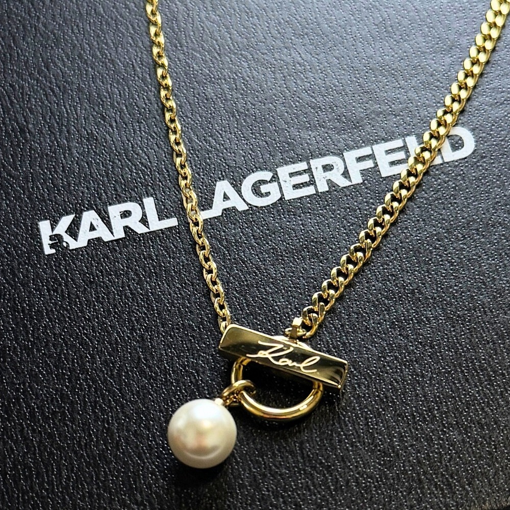 KARL LAGERFELD 正規品 ネックレス パール チェーン ゴールド レディース カールラガーフェルド アクセサリー ギフト プレゼント 成人 卒業 入学