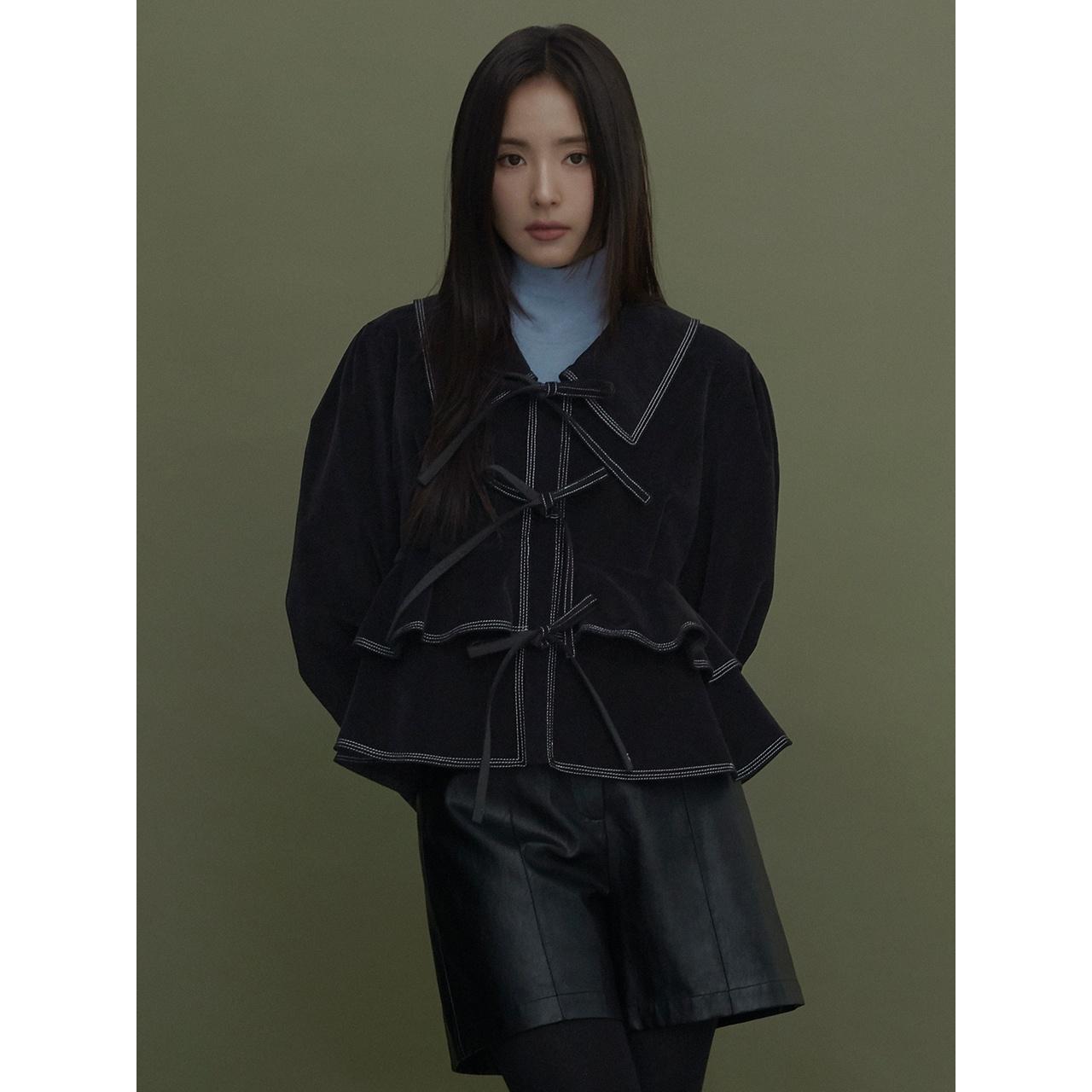 【VOCAVACA】 STITCH POINT SUEDE BLOUSE : BLACK