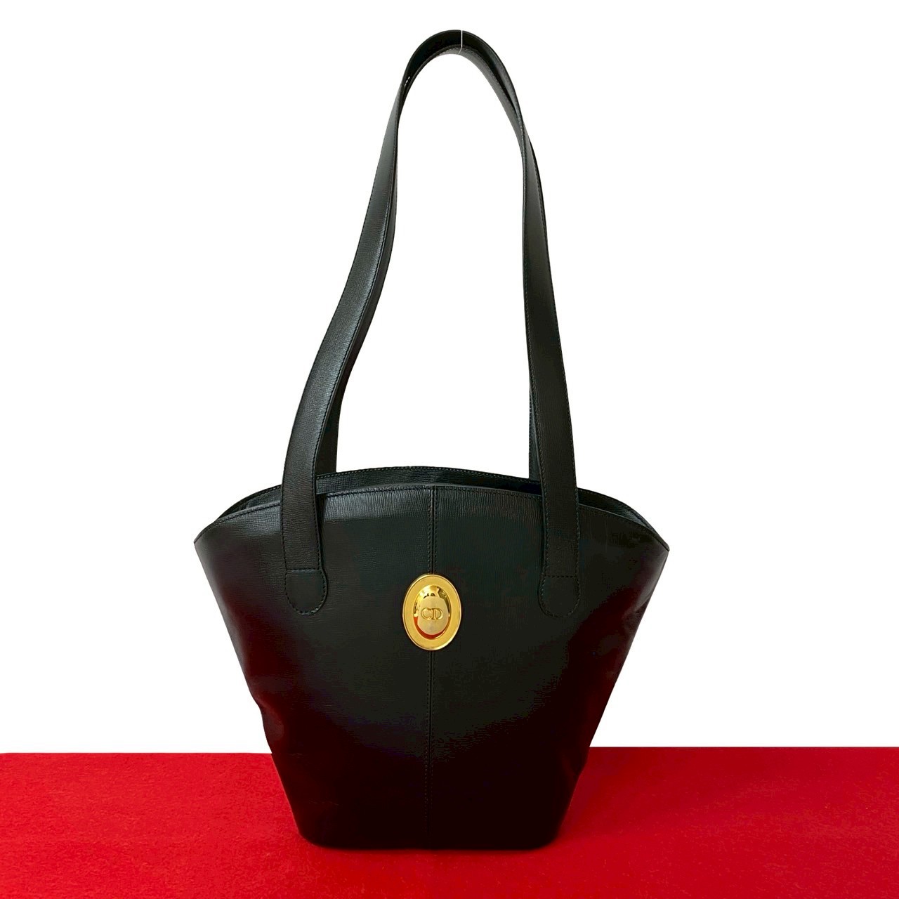 ヴィンテージ CD ロゴ 金具ショルダーバッグ レザー ブラック 952-7