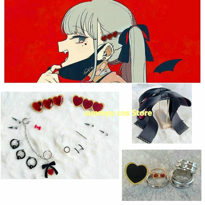 初音ミク ヴァンパイア ヘアピン　髪飾り 指輪　イヤリング　コスプレ道具　アクセサリー