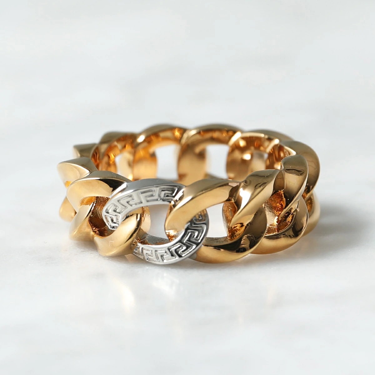 VERSACE ヴェルサーチ リング DG5I020 DJMT メンズ メドゥーサ チェーン 指輪 アクセサリー KVOP/Versace-Gold/Palladiu