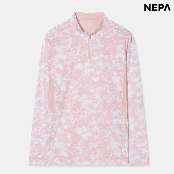 女性パターンアイス長袖ジップアップTシャツ（7M45414-H57）