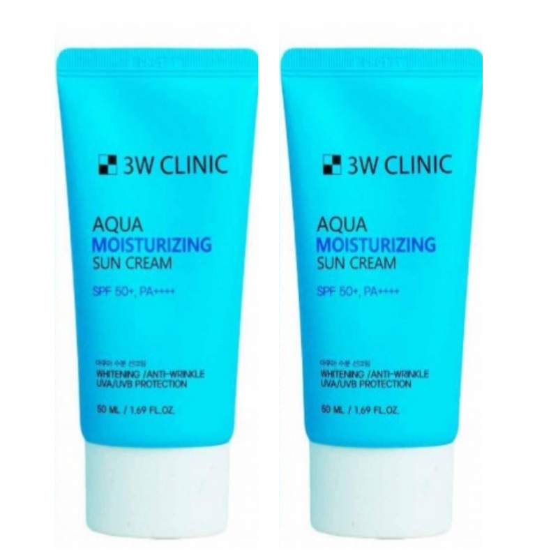 【3Wクリニック公式】アクアモイスチャライジングサンクリーム SPF50+ PA++++ 美白・シワ改善・UVケア 韓国コスメ X2つ